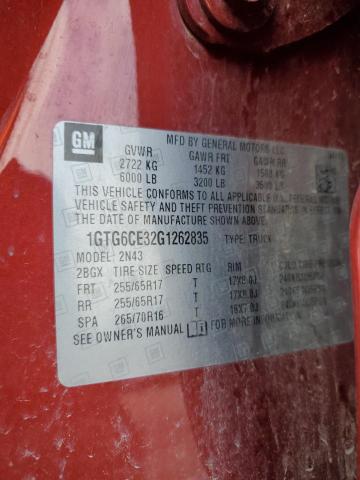 2016 GMC CANYON SLE 1GTG6CE32G1262835