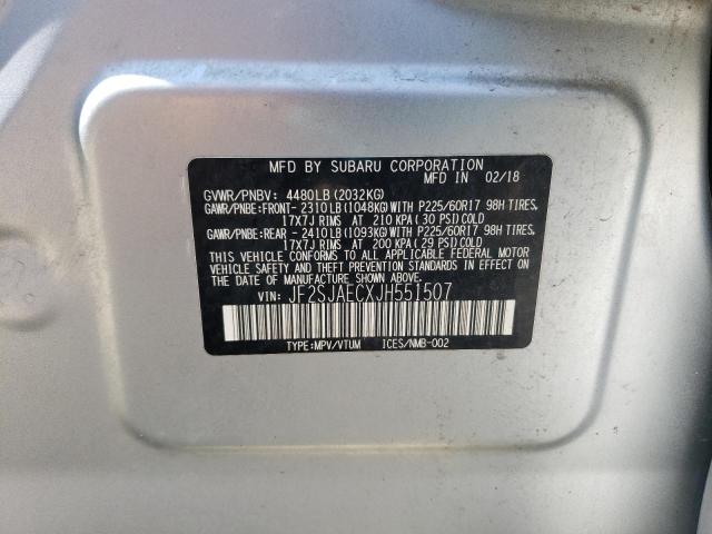 2018 SUBARU FORESTER 2 - JF2SJAECXJH551507