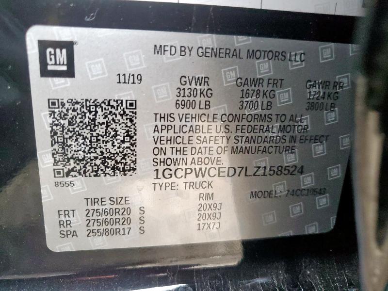 2020 CHEVROLET SILVERADO 1GCPWCED7LZ158524