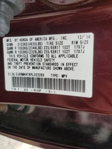 2015 HONDA CR-V EXL - 5J6RM4H76FL023269