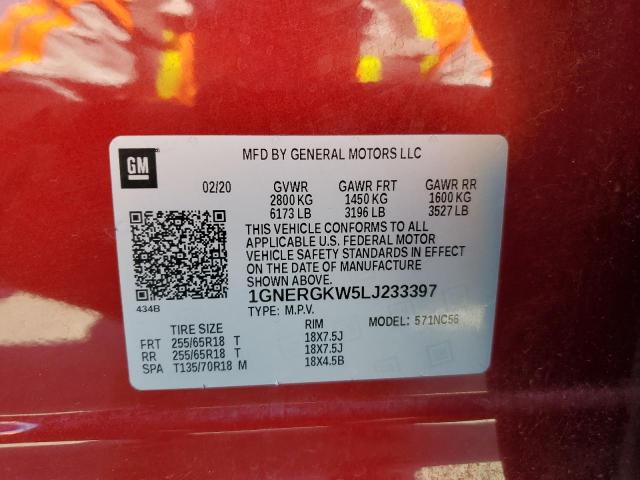 2020 CHEVROLET TRAVERSE L - 1GNERGKW5LJ233397
