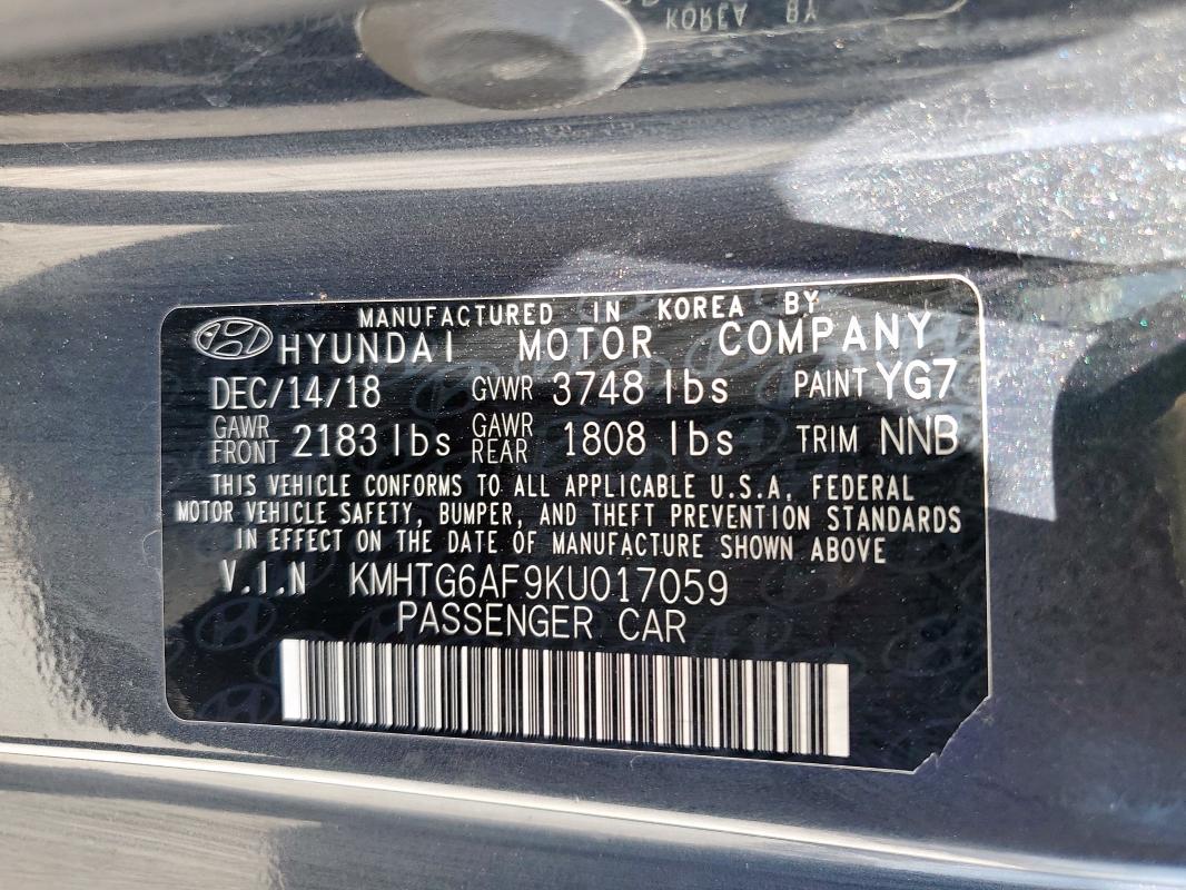 2019 HYUNDAI VELOSTER BASE KMHTG6AF9KU017059