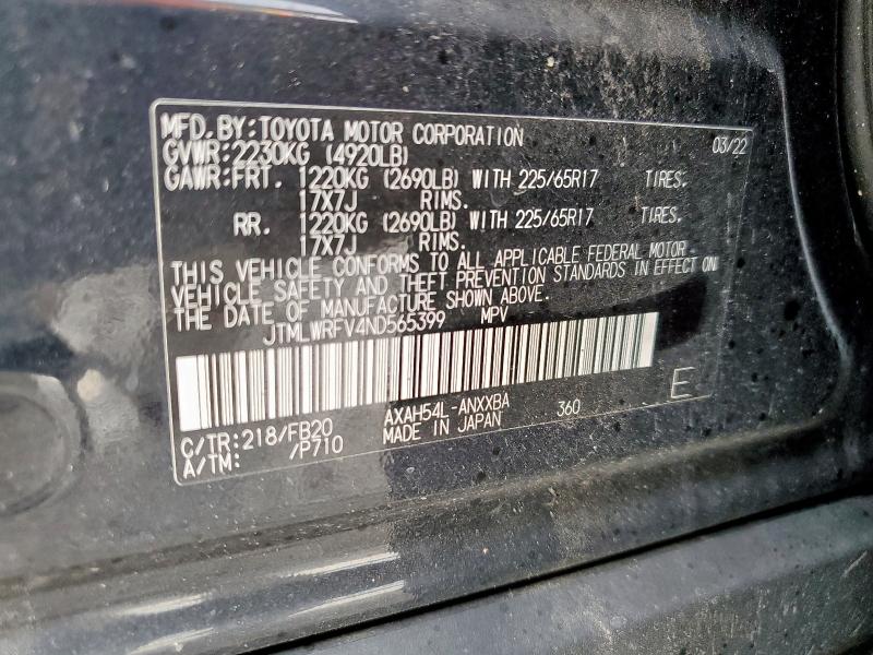 2022 TOYOTA RAV4 LE - JTMLWRFV4ND565399