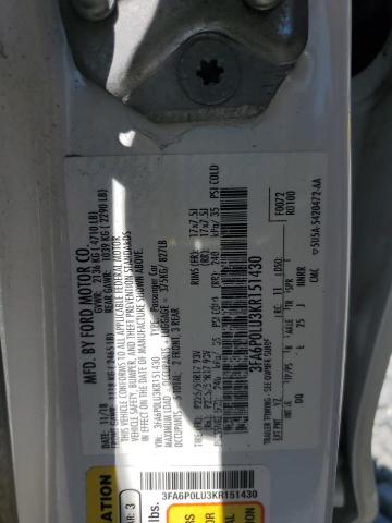 2019 FORD FUSION SE - 3FA6P0LU3KR151430