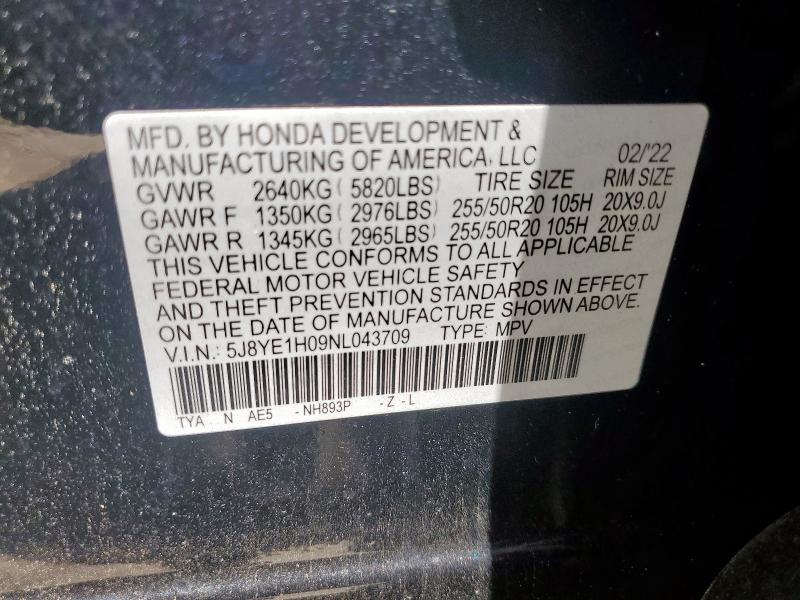 2022 ACURA MDX A-SPEC 5J8YE1H09NL043709