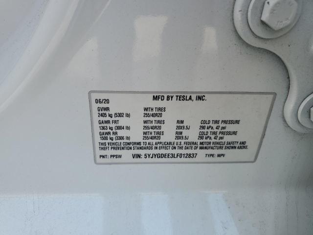 2020 TESLA MODEL Y - 5YJYGDEE3LF012837