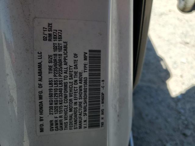 2017 HONDA ODYSSEY TO 5FNRL5H93HB015863
