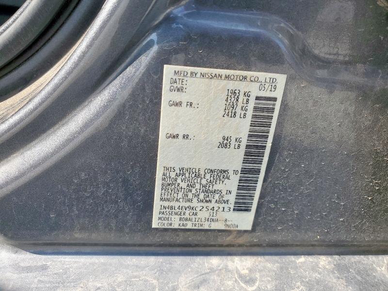 2019 NISSAN ALTIMA SL 1N4BL4EV9KC254213