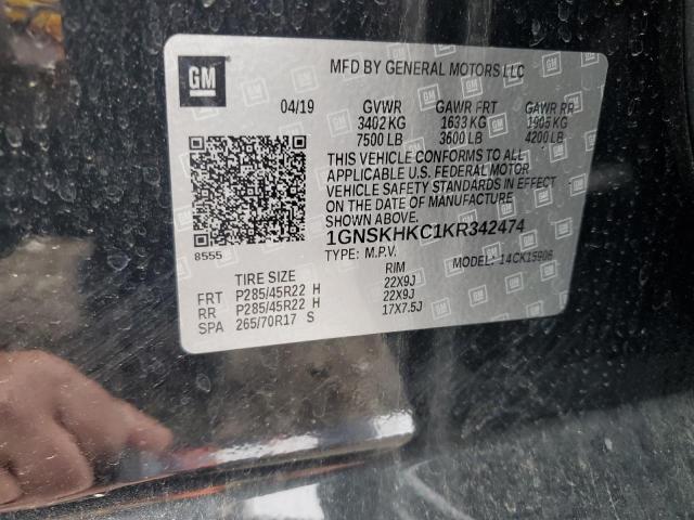 2019 CHEVROLET SUBURBAN K - 1GNSKHKC1KR342474