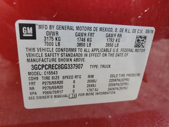 2016 CHEVROLET SILVERADO - 3GCPCREC8GG337907