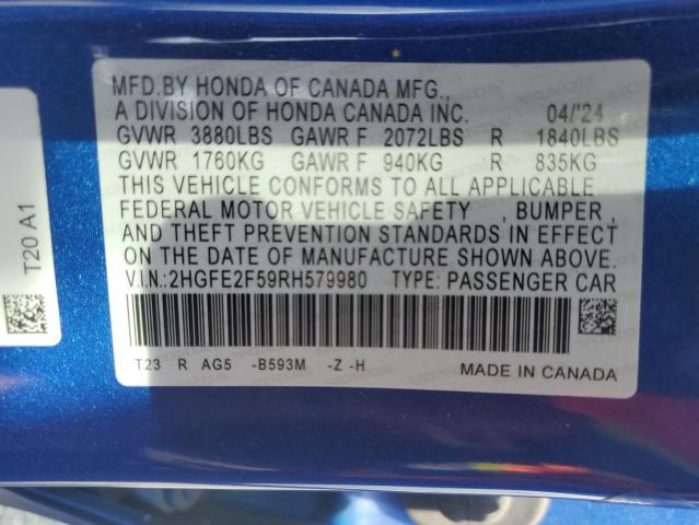 2024 HONDA CIVIC SPOR - 2HGFE2F59RH579980