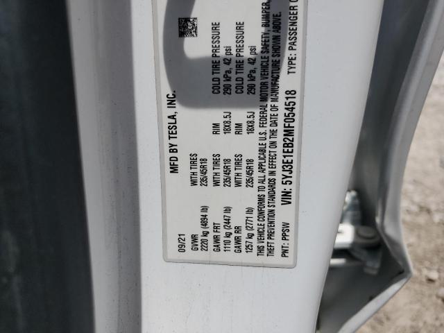 2021 TESLA MODEL 3 - 5YJ3E1EB2MF054518