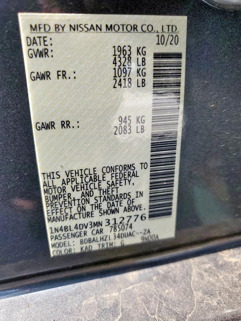 2021 NISSAN ALTIMA SV 1N4BL4DV3MN312776