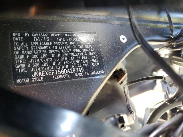 2016 KAWASAKI EX650 F - JKAEXEF15GDA29749