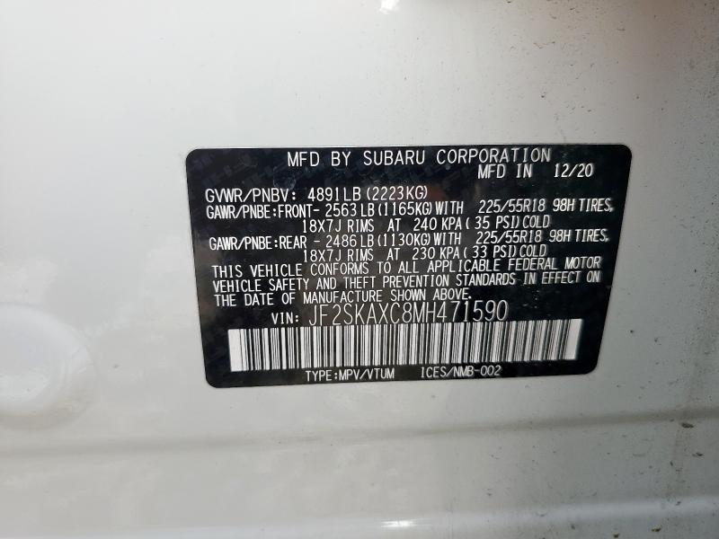 2021 SUBARU FORESTER T - JF2SKAXC8MH471590