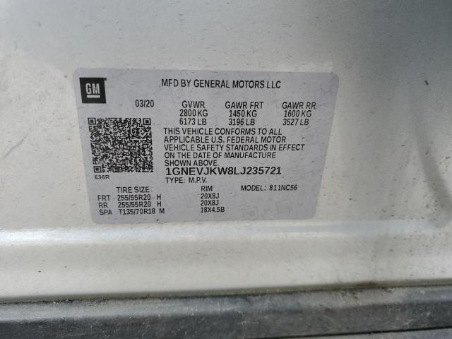 2020 CHEVROLET TRAVERSE R 1GNEVJKW8LJ235721