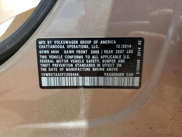 2015 VOLKSWAGEN PASSAT SE - 1VWBV7A3XFC056494