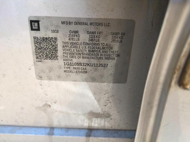 2019 CHEVROLET IMPALA PRE 1G1105S32KU112537