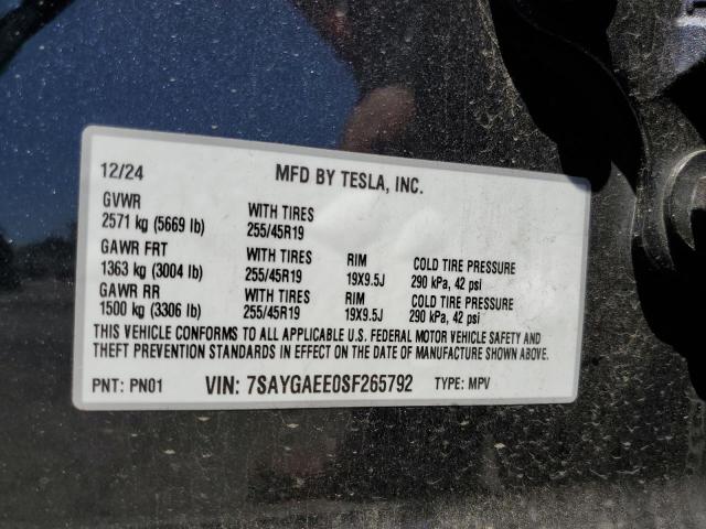 2025 TESLA MODEL Y 7SAYGAEE0SF265792