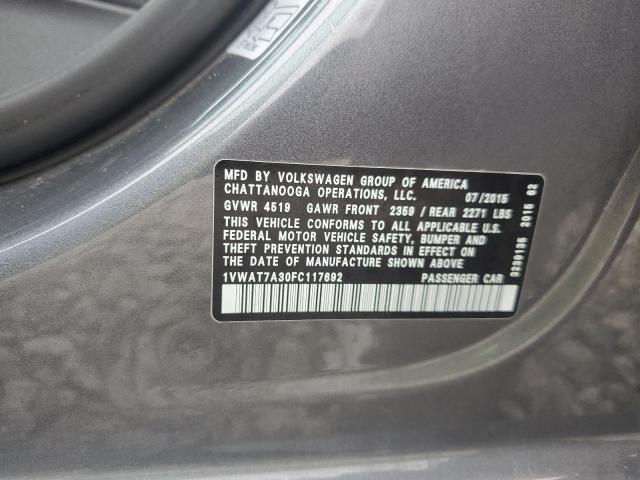 2015 VOLKSWAGEN PASSAT S - 1VWAT7A30FC117692