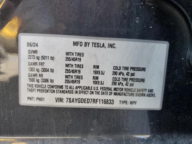 2024 TESLA MODEL Y 7SAYGDED7RF116833