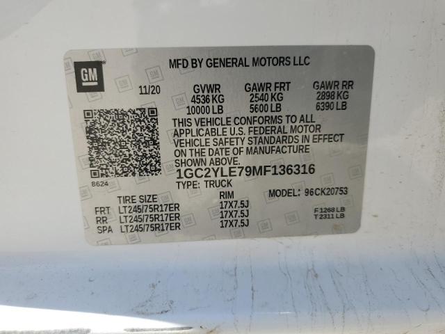 2021 CHEVROLET SILVERADO - 1GC2YLE79MF136316