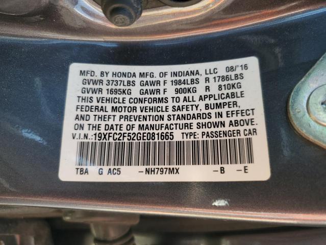 2016 HONDA CIVIC LX 19XFC2F52GE081665
