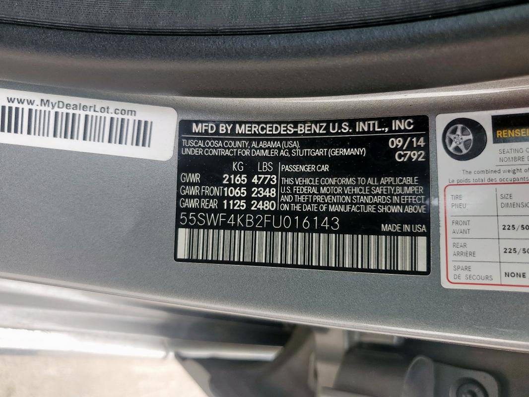2015 MERCEDES-BENZ C 300 4MAT 55SWF4KB2FU016143