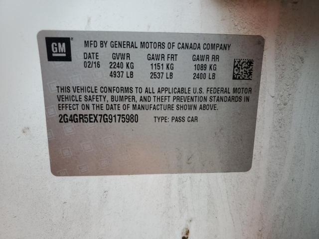 2016 BUICK REGAL PREM 2G4GR5EX7G9175980