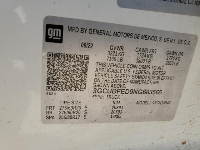 2022 CHEVROLET SILVERADO - 3GCUDFED9NG683565