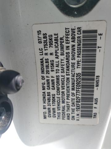 2015 HONDA CIVIC SE 19XFB2F77FE092535