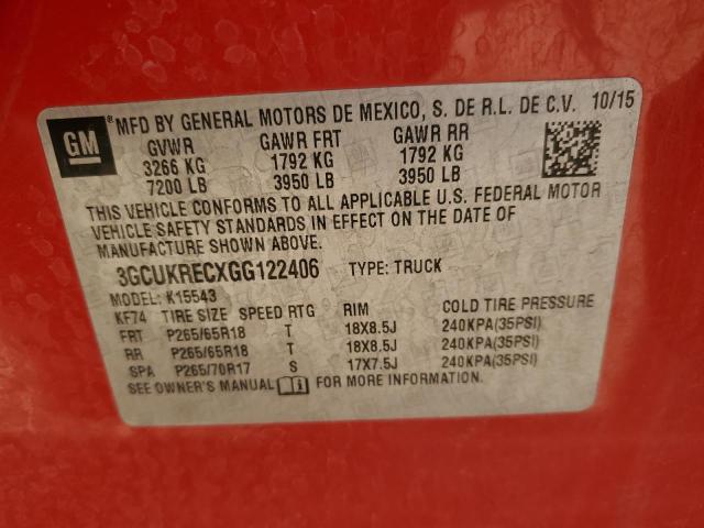 2016 CHEVROLET SILVERADO - 3GCUKRECXGG122406