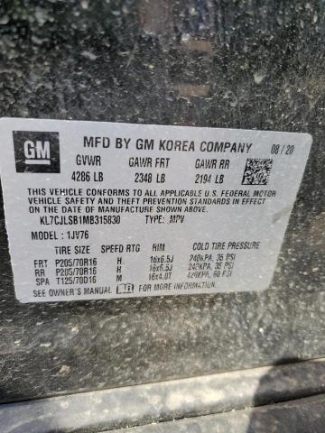 2021 CHEVROLET TRAX 1LT KL7CJLSB1MB315830