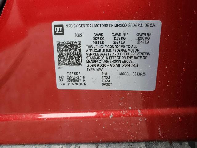2022 CHEVROLET EQUINOX LT - 3GNAXKEV3NL229743