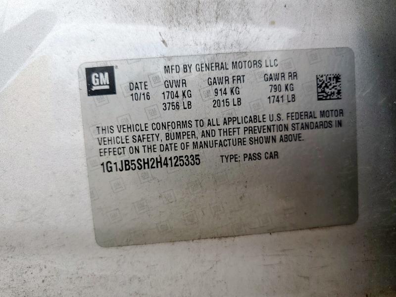 2017 CHEVROLET SONIC LS 1G1JB5SH2H4125335
