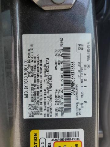 2017 FORD FUSION SE - 3FA6P0HD3HR143636