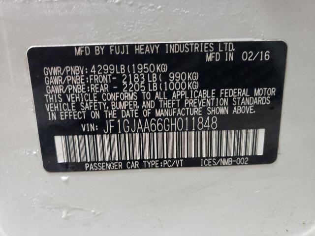 2016 SUBARU IMPREZA - JF1GJAA66GH011848