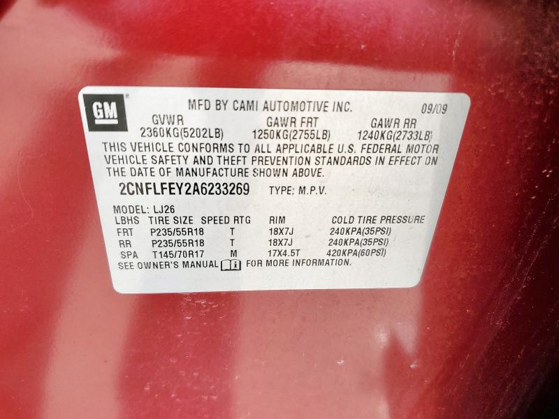 2CNFLFEY2A6233269 2010 CHEVROLET EQUINOX