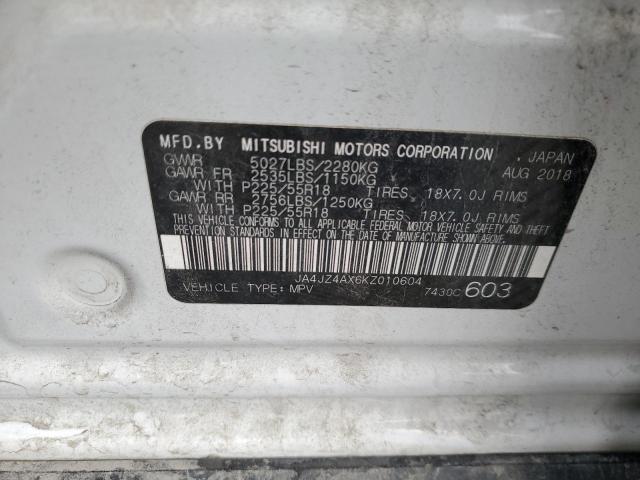 2019 MITSUBISHI OUTLANDER - JA4JZ4AX6KZ010604