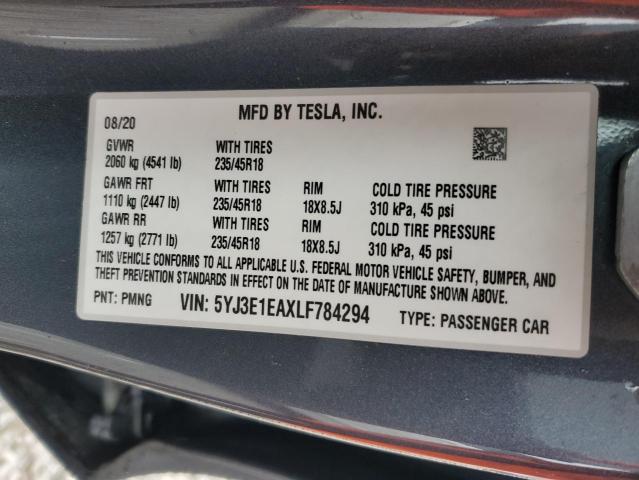 2020 TESLA MODEL 3 - 5YJ3E1EAXLF784294