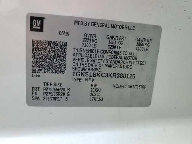 2019 GMC YUKON SLT 1GKS1BKC3KR388126