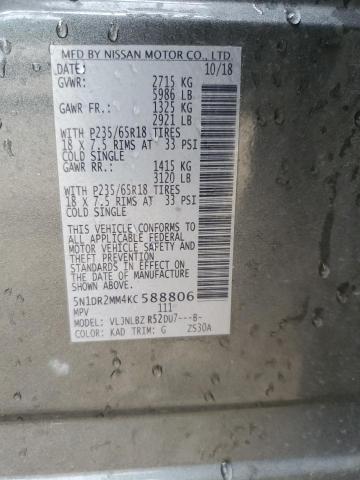 2019 NISSAN PATHFINDER - 5N1DR2MM4KC588806