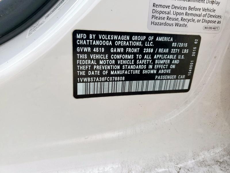 2015 VOLKSWAGEN PASSAT SE 1VWBS7A36FC078808