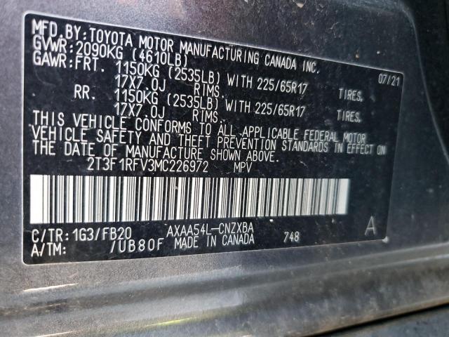 2021 TOYOTA RAV4 LE - 2T3F1RFV3MC226972