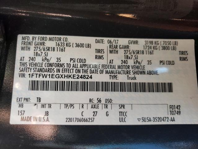 2017 FORD F150 SUPER - 1FTFW1EGXHKE24824