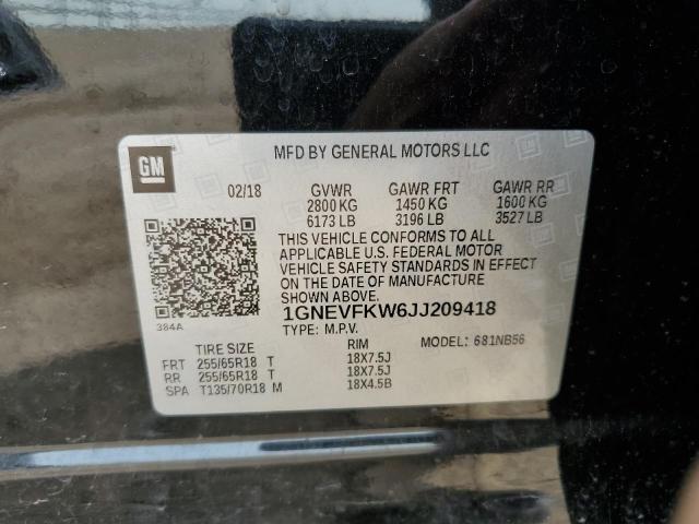 2018 CHEVROLET TRAVERSE L - 1GNEVFKW6JJ209418