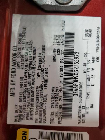 2016 FORD FUSION SE 3FA6P0H9XGR155972