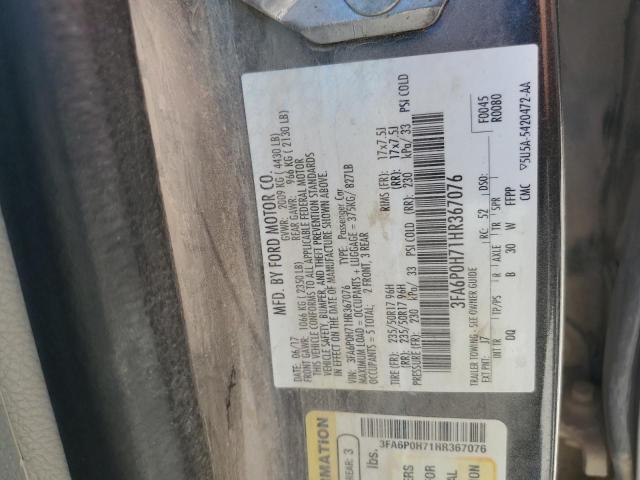 2017 FORD FUSION SE - 3FA6P0H71HR367076