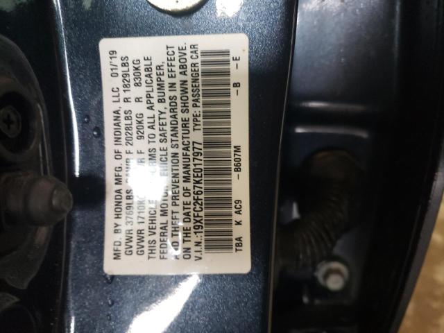 2019 HONDA CIVIC LX - 19XFC2F67KE017977