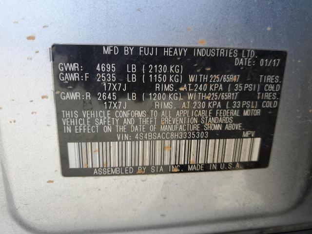 2017 SUBARU OUTBACK 2. 4S4BSACC8H3335303